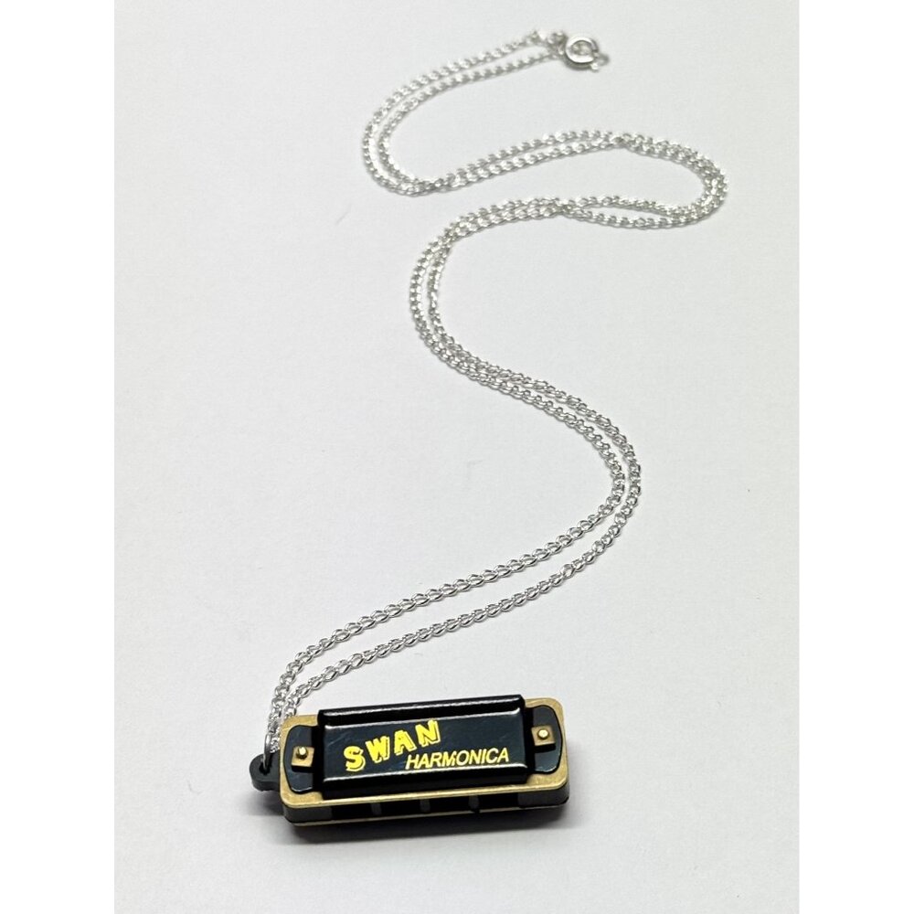 Vintage working harmonica musical instrument necklace